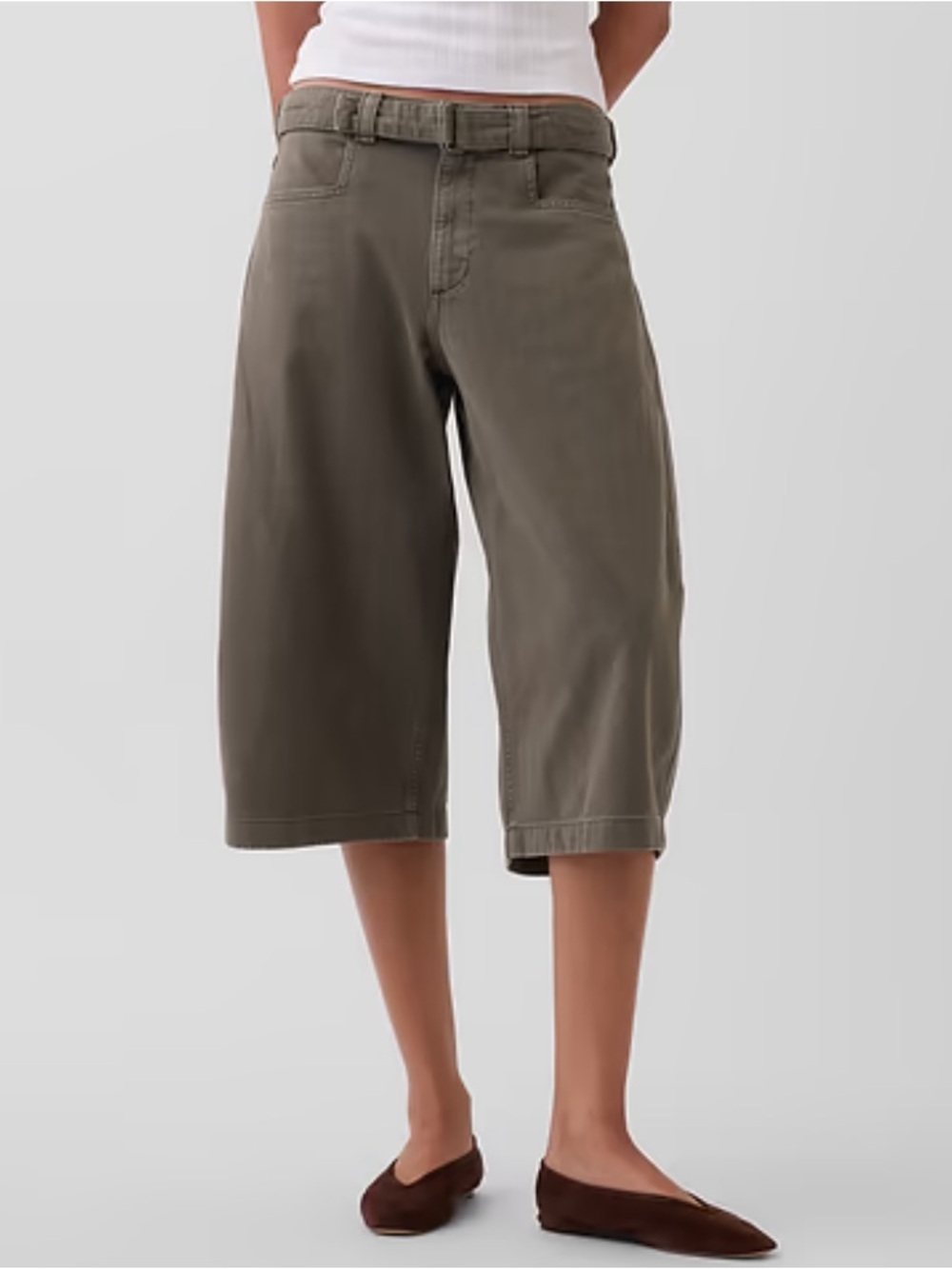 NWT GAP Mid Rise Belted Culotte Barrel Pants